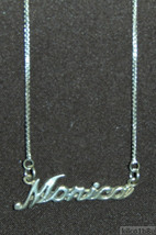 925 Sterling Silver Name Necklace - Name Plate - MONICA 17&quot; Chain w/Pendant - £47.18 GBP