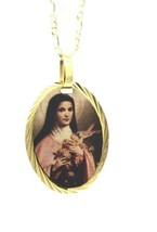Santa Teresa Jesus Medalla Saint Therese Lisixieux Medal 18k Gold Plated... - $242.71 MXN