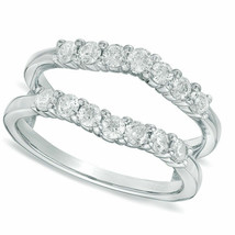 Wrap Guard Double Enhancer 1.2ct Diamonds Ring 14K White Gold Plated Jacket - £420.29 GBP