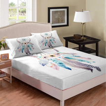 Dreamcatcher Fitted Sheet Boho Mandala Bedding Purple Dream Catcher Bed Sheet 12 - £24.18 GBP+