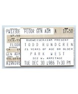 Todd Rundgren Concert Ticket Stub Décembre 30 1986 Chicago Illinois - £33.15 GBP