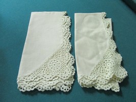 Linen Hand Made Crochet Lace 2 Napkings 16 X 16&quot; - £27.25 GBP