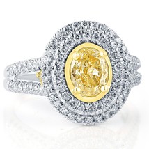 GIA Certified 1.90 Carat Light Yellow Oval Cut Diamond Engagement Ring 18k Gold - $4,332.74