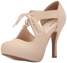 Qupid Women&#39;s Sandal&#39;s TRENCH-233 Heel Dress Pump Nude Size 6 US - $18.78