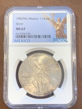 1982-Mo- Mexico Onza Libertad Silver- NGC- MS67- Toning on Lower Obverse Field - £119.60 GBP