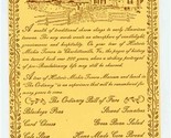  Historic Michie Tavern Menu Postcard Charlottesville Virginia - £14.23 GBP