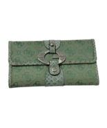 Guess AOP Wallet Faux Snakeskin Slim Trifold Multicolor Green Earthtones - $36.38 CAD