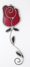 Stained Glass Red Rose SunCatcher 7 1/4&quot; X 2&quot; - $12.99