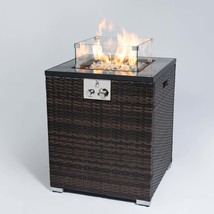 Espresso 24&quot; Propane Fire Pit Table, 50k BTU Square Wicker Tile - $6,419.49 MXN