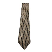 Vintage ZYLOS by George Machado 100% Silk Tie Brown Gold Gray Black 60&quot; USA - £9.28 GBP