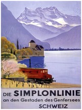 4029 Simplon Line Switzerland Poster.Train.Railroad interior wal Decorative Art. - £12.74 GBP+