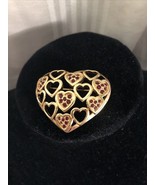 Vintage Swarovski Heart Brooch With Red Crystals Rare Signed in Wonderfu... - £23.52 GBP