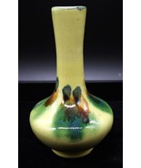 Vintage Pottery Bud Vase Green And Yellow w/ Glaze 7.5&quot; Mid century MCM - $29.99
