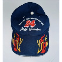 Vintage Jeff Gordon #24 NASCAR Racing Champion Flames Adjustable Hat Cap Mens - $11.87