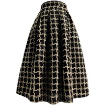 A-line Black Tweed Midi Skirt Outfit Women Custom Plus Size Woolen Party Skirt image 6