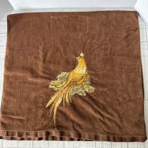 Vintage Plush Bath Towel Fieldcrest Chocolate Brown 15”W X 48”L Peacock Bird - £18.51 GBP