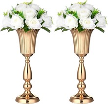 15.7 Inches Tabletop Metal Wedding Trumpet Vase Flower Stand, Wedding Road Lead - £29.66 GBP