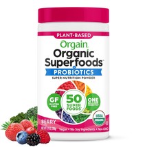 Orgain Organic Greens Powder + 50 Superfoods, Berry - 1 Billion Probiotics for G - £33.55 GBP