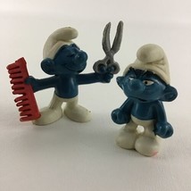 Schleich The Smurfs Collectible 2&quot; Figures Grouchy Barber Peyo Vintage 1979 Toy - £17.37 GBP