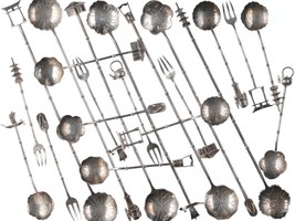 21 pc 1940&#39;s Japanese Sterling Silver Beverage/snack spoon set - £335.25 GBP