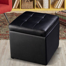 16&quot; New Cube Ottoman Pouffe Storage Box Lounge Seat Footstools with Hing... - £86.52 GBP
