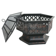 Outdoor Fire Pit Backyard Fireplace Campfire Patio Wood Burning Hex Shaped Bowl - £87.92 GBP