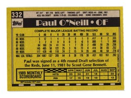 1990 Topps #332 Paul O&#39;Neill Cincinnati Reds - £0.78 GBP