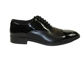 Men Santino Luciano Formal Dress Shoes Patent Leather Shiny Lace up C531 Black image 6