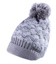 Bench Acrylic Grey White Alanna Peaked Bobble Pom Knit Beanie Winter Hat... - $24.07