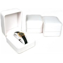 3 White Faux Leather Watch Displays Jewelry Counter Box - £23.99 GBP