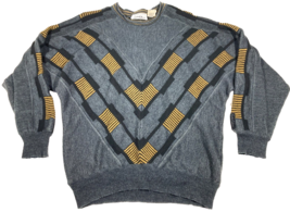 Vintage Carlo Colucci Knit Pullover Sweater L Coogi Style Germany Made 80s 90s - £46.45 GBP