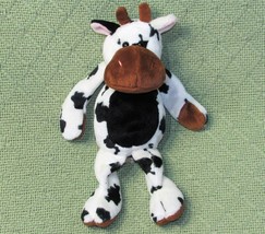 Ty B EAN Ie Babies Tipsy The Cow 9" 2003 Black White Brown Retired Farm Animal Toy - $13.50