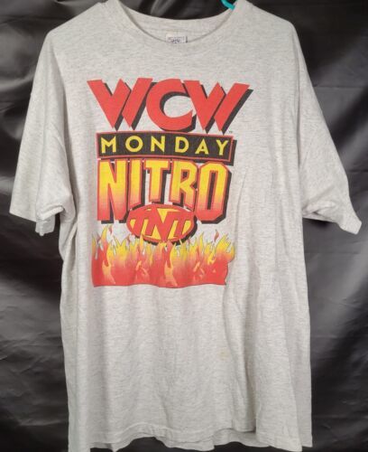 Primary image for Vintage Rare 90s Wrestling WCW Monday Nitro Shirt SIZE XL Single stitch Gray K32