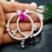 Silver Baby Cuff Bangle, Child Bangle, First Birthday Gift, Baby Bell Ba... - $75.99
