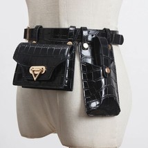 Women PU Leather Waist belt with 2 bags Fanny Pack Luxury Women Belt Bags new - £43.25 GBP