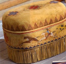 Deerskin Suede LEATHER OTTOMAN Cayuse Pony Rider 24″ L x 18″ H x 16″ W Handmade - £868.91 GBP