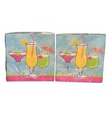 Set of 2 Poolside Tropical Exotic Drinks Lunch Napkins 6 1/2&quot; Total 36 Ct - €10,26 EUR