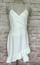 Lulu&#39;s Ruffle Hem Sleeveless Mini Dress Ivory White Size Large Bridal Gr... - £36.32 GBP