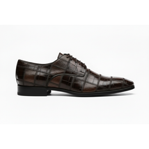Marco Di Milano Genuine Caiman Lizard Patchwork Derby Shoes Pissa Brown image 6