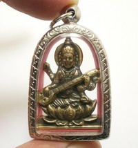 Maa Saraswati Devi Goddess Of Knowledge Music Art Wisdom Lucky Success Pendant - £45.11 GBP