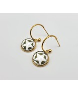 Green Army Star Fashion Stainless Steel Stud Hoop Earring - £15.72 GBP