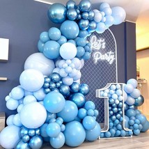 162Pcs Boy&#39;s Birthday Different Blue Macaron Size Balloons Garland Kit Dark and  - £26.71 GBP