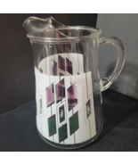 Vtg Atomic Geometric + Starbursts MCM Retro Glass Lip Pitcher Pink Green... - $877.98 MXN