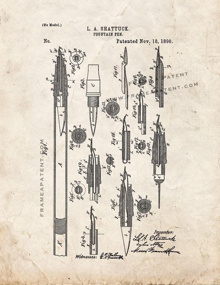 Fountain Pen Patent Print - Old Look