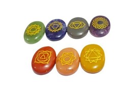 Chakra Symbol Engraved Set Healing Stones for Reiki Healing Crystal Heal... - £23.39 GBP