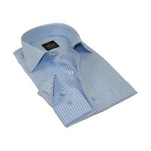 Men's Sports Shirt MARCUZZI Turkey 100% Soft Cotton Marc6 Blue Diamond Dots image 2
