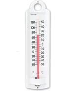 Metal Hanging Wall Thermometer 8 7/8&quot; Indoor Outdoor Aluminum White TAYL... - $30.46