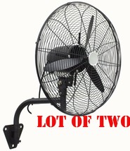Lot TWO 20&quot; Industry Metal Wall Fan Air Flow Circulate Wall Mount Oscill... - £124.29 GBP
