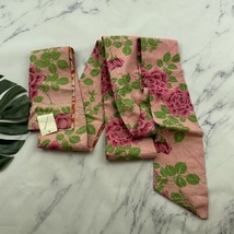 Vintage Made in Japan Obi Belt Kimono Sash Pink Orange Floral Silk Reversible - £19.50 GBP