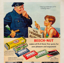 1938 Beech Nut Chewing Gum Advertisement Police Officer Beach No Swimmin... - $39.99